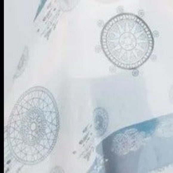 Light Blue White Dream Catcher Lightweight Frayed Scarf Wrap - Picture 7 of 7